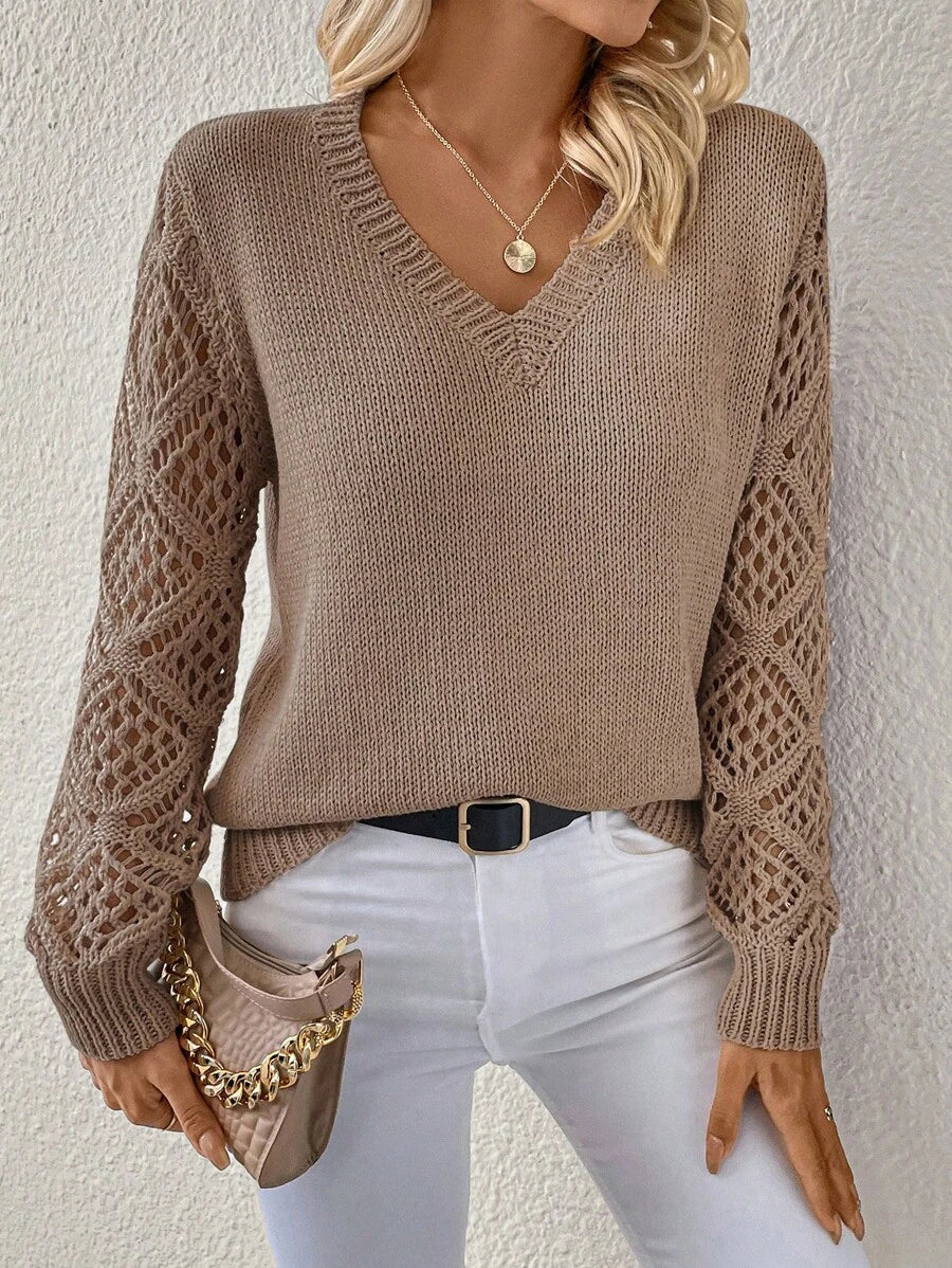 Blusa de Tricô com Manga Trabalhada
