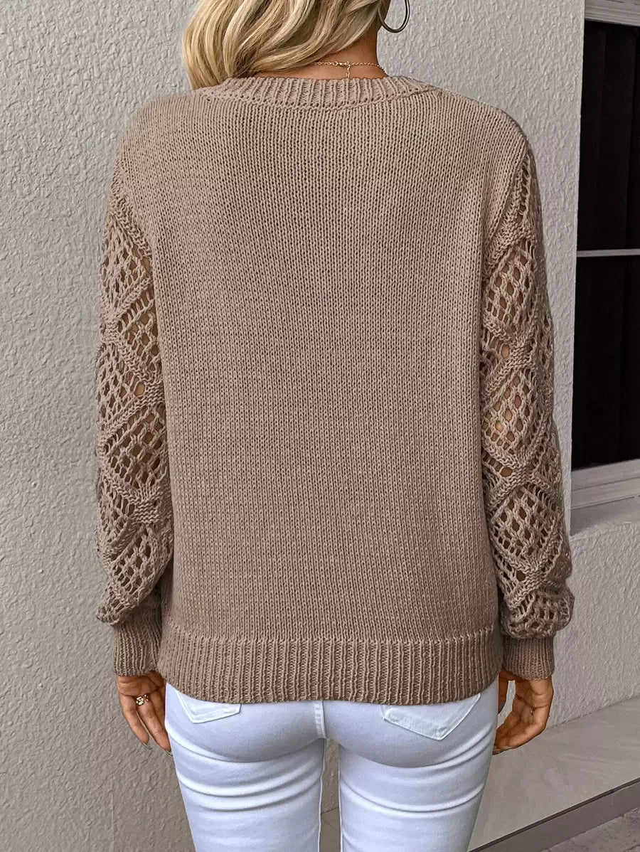 Blusa de Tricô com Manga Trabalhada