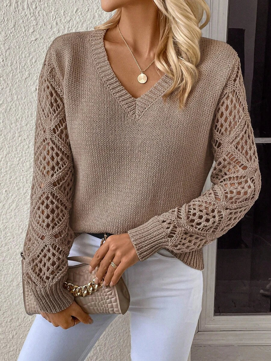 Blusa de Tricô com Manga Trabalhada