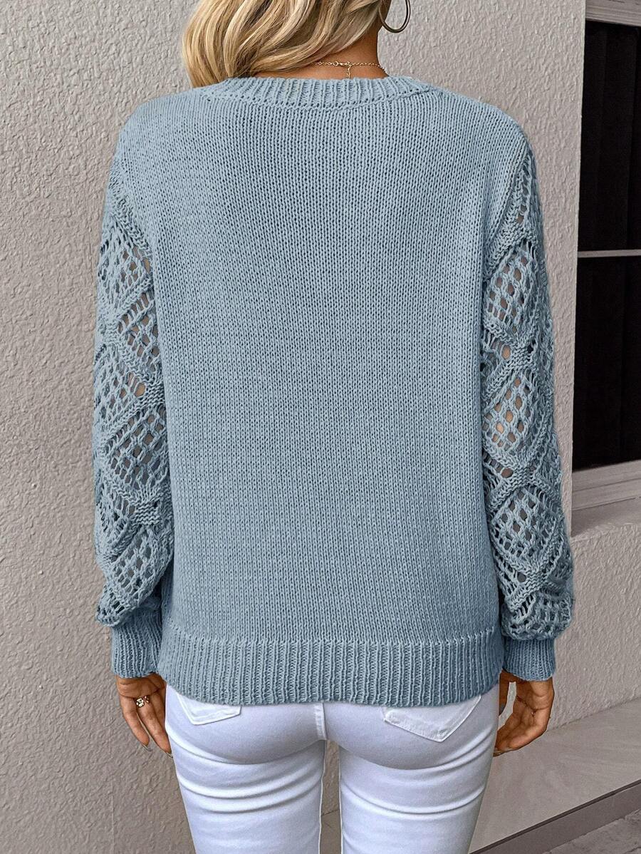 Blusa de Tricô com Manga Trabalhada