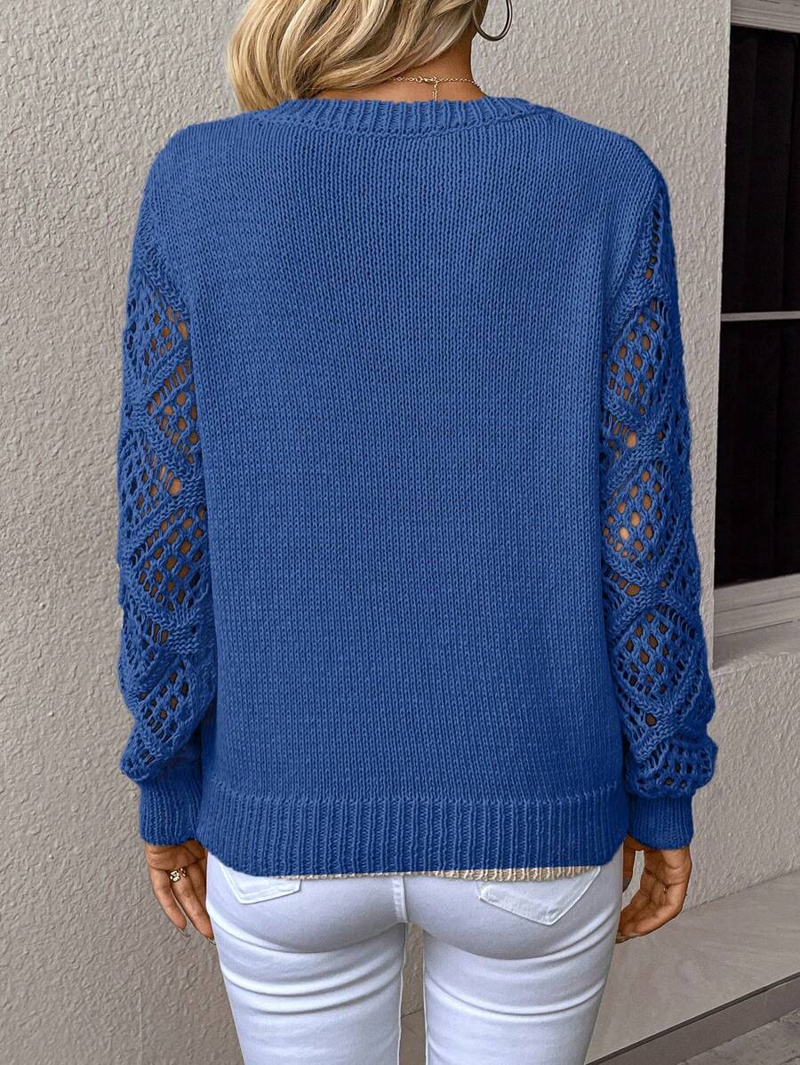 Blusa de Tricô com Manga Trabalhada