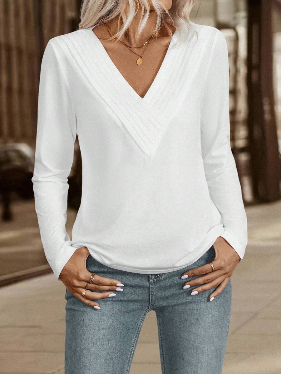 Blusa com Decote V Elegante