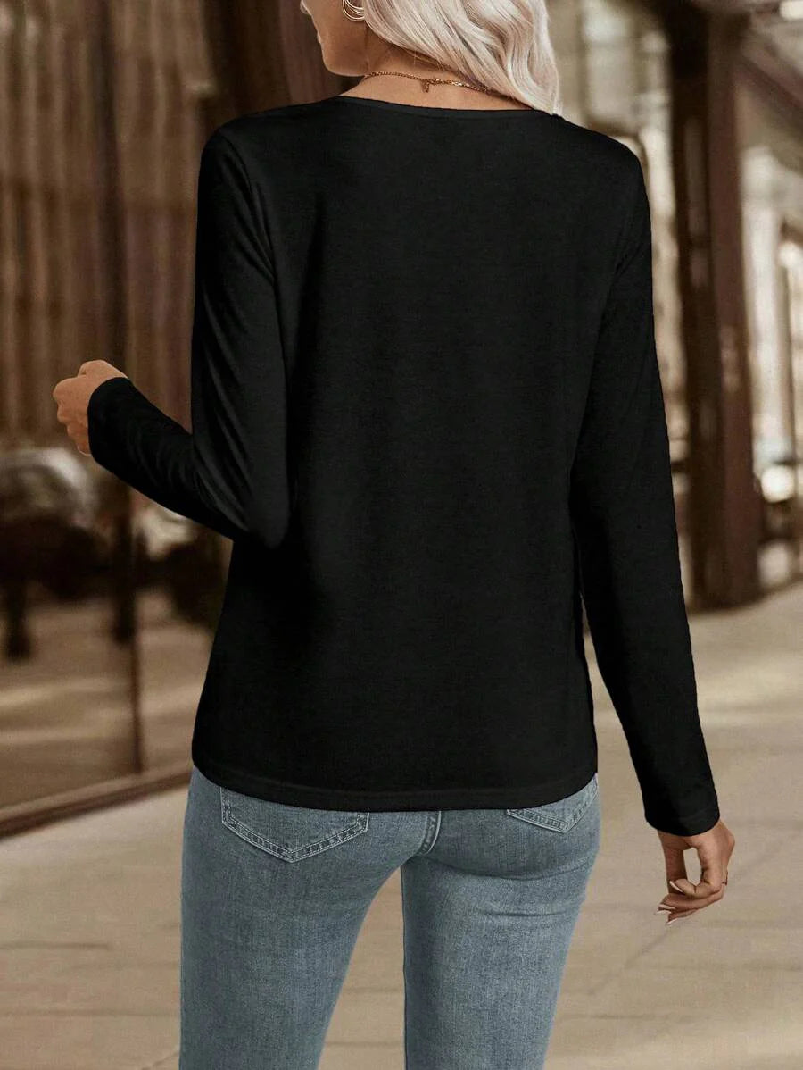 Blusa com Decote V Elegante