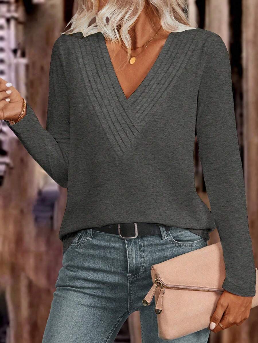 Blusa com Decote V Elegante