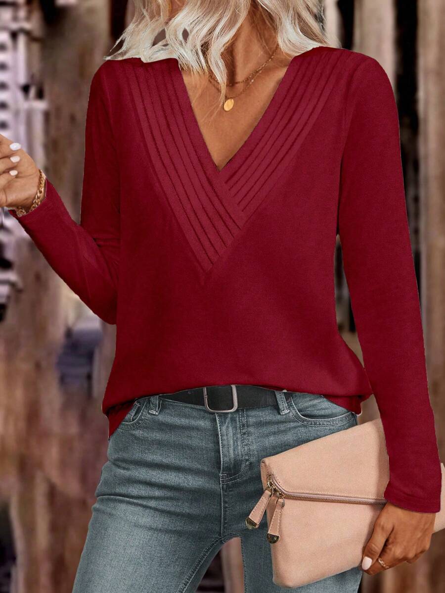 Blusa com Decote V Elegante