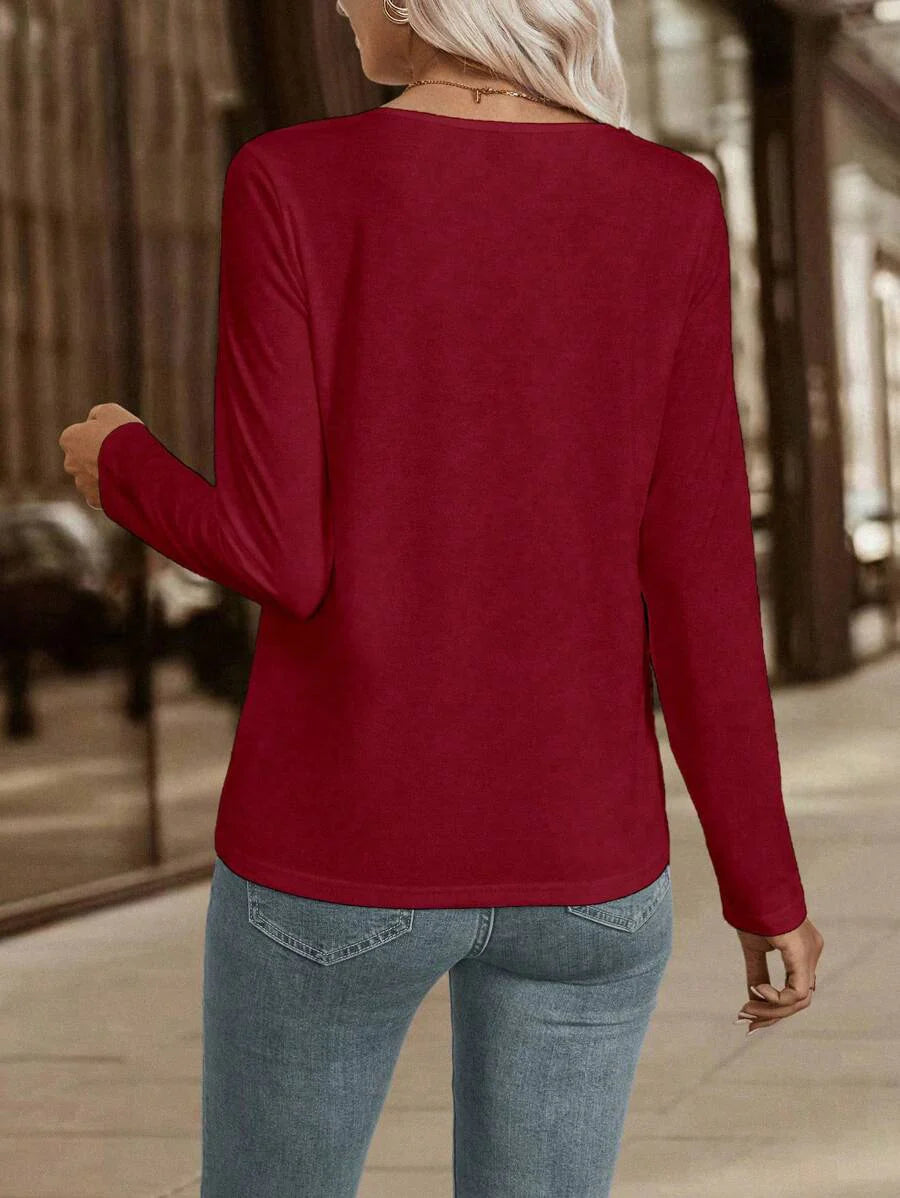 Blusa com Decote V Elegante