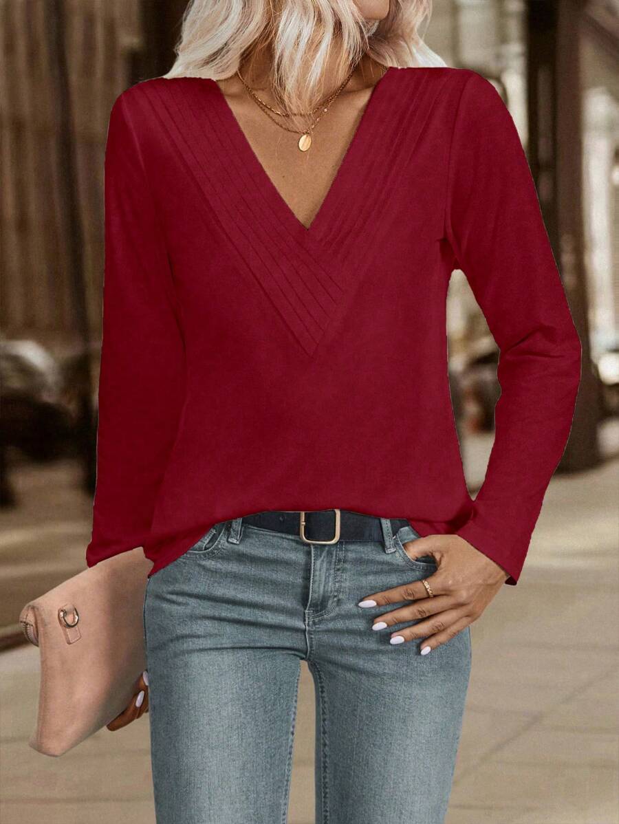 Blusa com Decote V Elegante