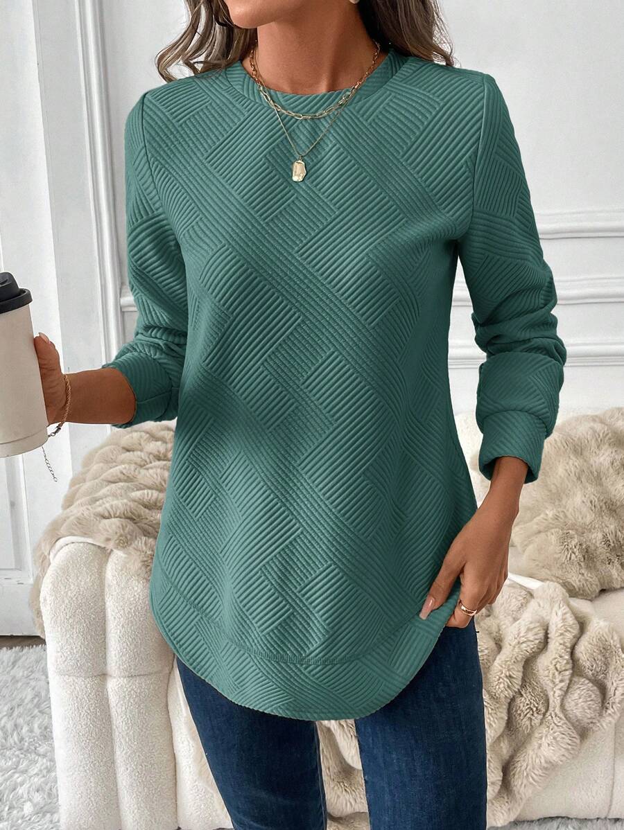 Blusa em Alto Relevo e Manga Longa