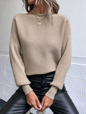 Blusa Canelada Bege com Manga Longa