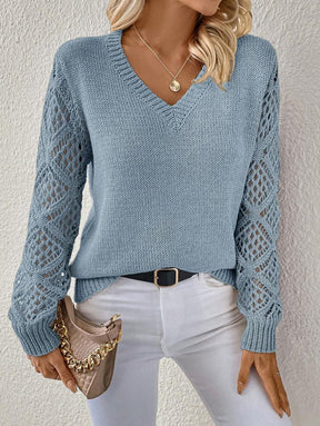 Blusa de Tricô com Manga Trabalhada