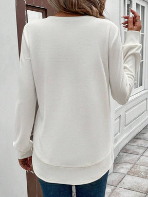 Blusa Manga Longa com Barra Arredondada