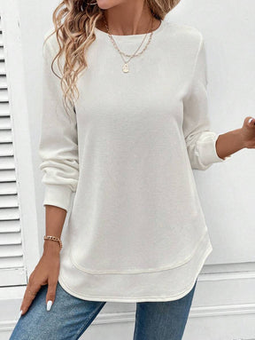 Blusa Manga Longa com Barra Arredondada