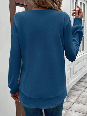 Blusa Manga Longa com Barra Arredondada