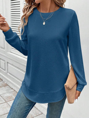 Blusa Manga Longa com Barra Arredondada