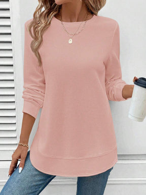 Blusa Manga Longa com Barra Arredondada