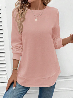Blusa Manga Longa com Barra Arredondada