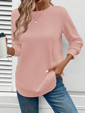 Blusa Manga Longa com Barra Arredondada