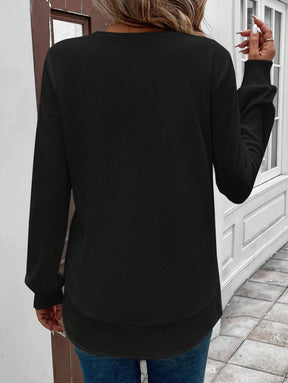 Blusa Manga Longa com Barra Arredondada