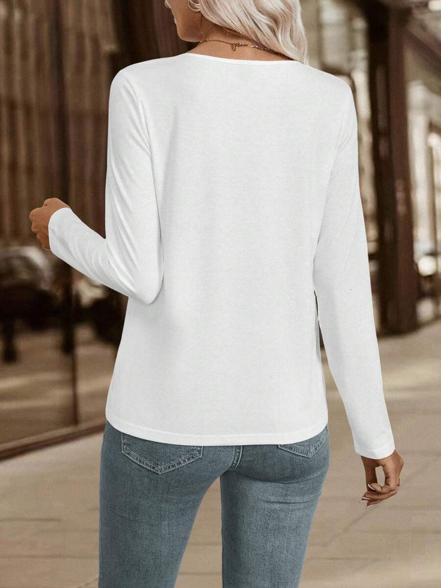 Blusa com Decote V Elegante