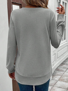 Blusa Manga Longa com Barra Arredondada