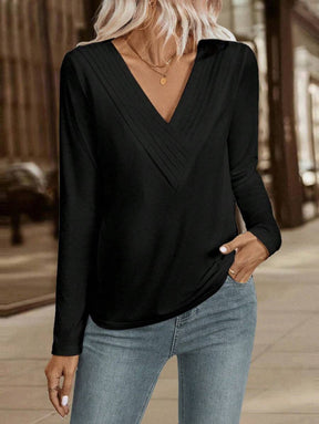 Blusa com Decote V Elegante