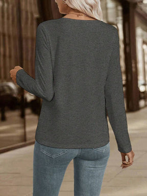 Blusa com Decote V Elegante
