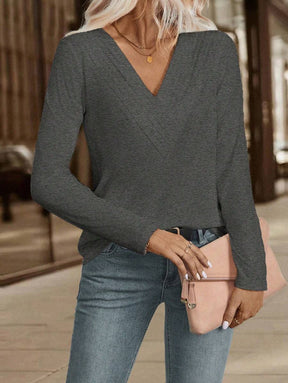 Blusa com Decote V Elegante