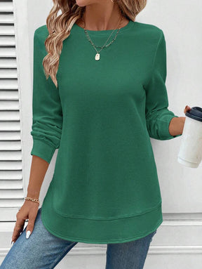 Blusa Manga Longa com Barra Arredondada