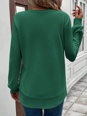 Blusa Manga Longa com Barra Arredondada