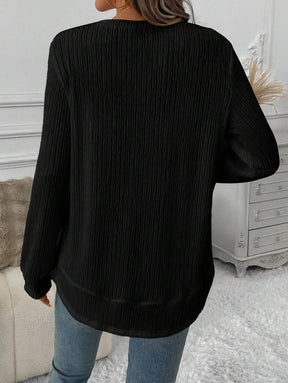 Blusa Manga Longa com Barra Arredondada