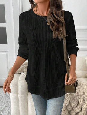 Blusa Manga Longa com Barra Arredondada
